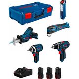 Bosch 12 Volt 5 Li Akülü Set (Gsr 12V-15 + Gop 12V-28 + Gdr 12V-105 + Gsa 12V-14 + Glı 12V-300 + 3 x 2,0 Ah + Gal 12V-40 + L-Boxx Xl)
