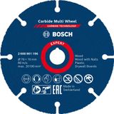 Bosch 1x EXPERT Carbide Multi Wheel Kesici Diskler (Sert ahşap, Çivili ahşap, Plastik, Alçıpan panel, Ø 76 mm, Aksesuar Mini Avuç Taşlama Makinesi)