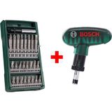 Bosch 25 Parça Vidalama Tornavida Ucu ve Cırcırlı Tornavida Seti - Ahşap