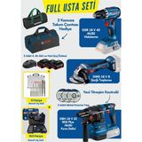 Bosch 3 Lü Set Gbh 18 V 22 + Gws 18 V8 + Gsr 18 V 45 Şarjlı Darbeli Vidalama Matkap Akülü Taşlama Kırıcı Delici Hilti Seti Şarjlı Avuç Içi Taşlama Spiral