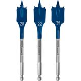 Bosch 3 x Expert Self Cut Speed yassı freze matkap seti (yumuşak ahşap, sunta, çap 20 – 25 mm, profesyonel aksesuar, matkap/tornavida için)