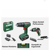 Bosch 3'lü Usta Seti - Darbeli Matkap, Akülü Vidalama ve Hassas Su Terazisi Kombinasyonu - yeşil