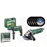 Bosch 600 W Darbeli Matkap Vidalama 700 W Avuç Taşlama 15 Parça Uç ve 5 Parça Kesme Taşı