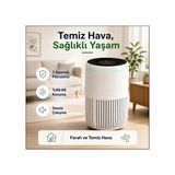Bosch 62,5 M² Hepa Akıllı Sensörlü Hava Temizleyici Cihaz Sessiz Alerjen Pm2.5 PM10 Beyaz Geniş Alan