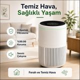 Bosch 62,5 M² Hepa Akıllı Sensörlü Hava Temizleyici Cihaz Sessiz Polen Duman Pm2.5 PM10 Beyaz Temiz Hava