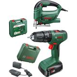 Bosch Akülü Vidalama ve Dekupaj Testere Seti, 18V, 2AH Batarya, Hafif ve Güçlü - Seçenek 1