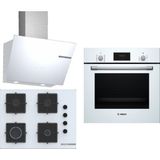 Bosch Ankastre 3'lü Set 304 Beyaz Renkli Gazlı Ocak ve Fırın Modern Mutfak Uyumlu