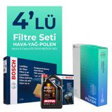 Bosch Audi A4 2.0 Dizel Motul Motor Yağlı 2008-2015 4'lü Filtre Bakım Seti