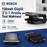 Bosch Ayarlanabilir Isı Kontrollü Güçlü Tost Ve Sandviç Makinesi, Yapışmaz Plaka Yüzeyi, Kompakt Gövde Ve Kahvaltıdan Izgaraya Pratik Kulla