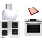 Bosch Beyaz 3 lü Ankastre Set 335 ( HUA717BV0T - PNP6C2O12O - DWK66PJ20T ) Buhar Destekli - Fırın Matı ile