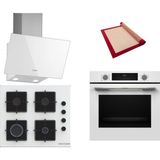 Bosch Beyaz 3 lü Ankastre Set 339 ( HUA717BV0T - POP6C2P30O - DWK63PJ20T ) - Buhar Destekli - Fırın Matı ile