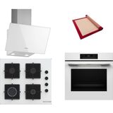 Bosch Beyaz 3 lü Ankastre Set 347 ( HJG852YW0T - POP6C2P30O - DWK63PJ20T ) - 3D Fry Hava ile Kızartma - Silikon Yanmaz Yapışmaz Pişirme Matı ile Birlikte