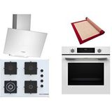 Bosch Beyaz 3 Lü Ankastre Set 351 ( Hua717bv0t - Poh7c2p30o - Dwk64pj20t ) 67cm Wok Bek Ocak - Buhar Destekli Fırın - Pişirme Matı Ile