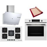 Bosch Beyaz 3 Lü Ankastre Set 367 ( HUA736EV0T - PNQ7B2P30O - DWK67PJ20T ) 75CM Wok Bek Ocak - Buhar Destekli - Pişirme Matı ile
