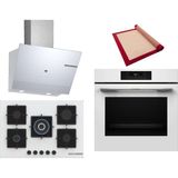 Bosch Beyaz 3 Lü Ankastre Set 371 ( HJG852YW0T - PNQ7B2P30O - DWK67PJ20T ) 75CM Wok Bek Ocak - 3D Fry Hava ile Kızartma -