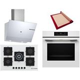 Bosch Beyaz 3 Lü Ankastre Set 371 ( HJG852YW0T - PNQ7B2P30O - DWK67PJ20T ) 75CM Wok Bek Ocak - 3D Fry Hava ile Kızartma - Pişirme Matı ile