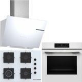 Bosch Beyaz 3 Lü Ankastre Set 383 ( HJG852YW0T - POP7C2P30O - DWK66PJ20T ) 67CM Ocak - 3D Fry Hava ile Kızartma -