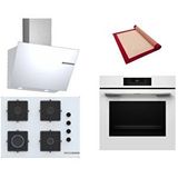 Bosch Beyaz 3 Lü Ankastre Set 383 ( HJG852YW0T - POP7C2P30O - DWK66PJ20T ) 67CM Ocak - 3D Fry Hava ile Kızartma - Pişirme Matı ile