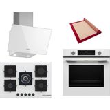 Bosch Beyaz 3 Lü Ankastre Set 387 ( HUA717BV0T - PNQ7B2P30O - DWK63PJ20T ) 75CM Wok Bek Ocak - Buhar Destekli -