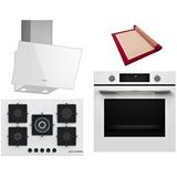 Bosch Beyaz 3 Lü Ankastre Set 391 ( HUA736EV0T - PNQ7B2P30O - DWK63PJ20T ) 75CM Wok Bek Ocak - Buhar Destekli - Pişirme Matı ile