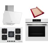 Bosch Beyaz 3 Lü Ankastre Set 395 ( HJG852YW0T - PNQ7B2P30O - DWK63PJ20T ) 75CM Wok Bek Ocak - 3D Fry Hava ile Kızartma -