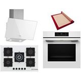 Bosch Beyaz 3 Lü Ankastre Set 395 ( HJG852YW0T - PNQ7B2P30O - DWK63PJ20T ) 75CM Wok Bek Ocak - 3D Fry Hava ile Kızartma - Pişirme Matı ile