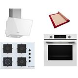 Bosch Beyaz 3 Lü Ankastre Set 399 ( HUA717BV0T - POP7C2P30O - DWK63PJ20T ) 67CM Ocak - Buhar Destekli - Pişirme Matı ile