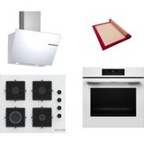 Bosch Beyaz 3 Lü Ankastre Set 419 ( HJG852YW0T - POP6C2P30O - DWK66PJ20T ) - 3D Fry Hava ile Kızartma -