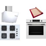 Bosch Beyaz 3 Lü Ankastre Set 427 ( HUA736EV0T - POH7C2P30O - DWK66PJ20T ) 67CM Wok Bek Ocak - Buhar Destekli Fırın - Pişirme Matı ile