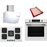 Bosch Beyaz 3 Lü Ankastre Set 439 ( HUA736EV0T - PNQ7B2P30O - DWK66PJ20T ) 75CM Wok Bek Ocak - Buhar Destekli -