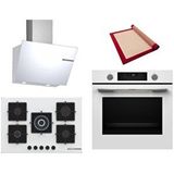 Bosch Beyaz 3 Lü Ankastre Set 439 ( HUA736EV0T - PNQ7B2P30O - DWK66PJ20T ) 75CM Wok Bek Ocak - Buhar Destekli - Pişirme Matı ile