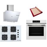 Bosch Beyaz 3 Lü Ankastre Set 479 ( HJG852YW0T - POP7C2P30O - DWK67PJ20T ) 67CM Ocak - 3D Fry Hava ile Kızartma - Pişirme Matı ile