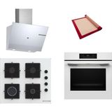 Bosch Beyaz 3 Lü Ankastre Set 515 ( HJG852YW0T - POP6C2P31O - DWK67PJ20T ) - 3D Fry Hava ile Kızartma -