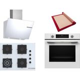 Bosch Beyaz 3 Lü Ankastre Set 533 ( HUA717BV0T - POH7C2P31O - DWK66PJ20T ) 67CM Wok Bek Ocak - Buhar Destekli Fırın -