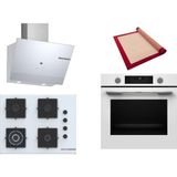 Bosch Beyaz 3 Lü Ankastre Set 549 ( HUA736EV0T - POH7C2P31O - DWK67PJ20T ) 67CM Wok Bek Ocak - Buhar Destekli Fırın -