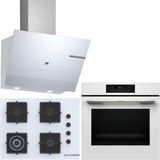 Bosch Beyaz 3 Lü Ankastre Set 553 ( HJG852YW0T - POH7C2P31O - DWK67PJ20T ) 67CM Wok Bek Ocak - 3D Fry Hava ile Kızartma -