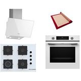 Bosch Beyaz 3 Lü Ankastre Set 569 ( HUA717BV0T - POP7C2P31O - DWK63PJ20T ) 67CM Ocak - Buhar Destekli - Pişirme Matı ile