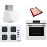 Bosch Beyaz 3 Lü Ankastre Set 577 ( HJG852YW0T - POP7C2P31O - DWK63PJ20T ) 67CM Ocak - 3D Fry Hava ile Kızartma - Pişirme Matı ile
