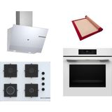 Bosch Beyaz 3 Lü Ankastre Set 589 ( HJG852YW0T - POP7C2P31O - DWK67PJ20T ) 67CM Ocak - 3D Fry Hava ile Kızartma - Pişirme Matı ile