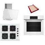 Bosch Beyaz 3 Lü Ankastre Set 590 ( HBJ559EW6T - POP6C2P31O - DWK63PJ20T ) - Silikon Yanmaz Yapışmaz Pişirme Matı ile Birlikte
