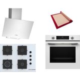 Bosch Beyaz 3 Lü Ankastre Set 597 ( HUA717BV0T - POP7C2P31O - DWK64PJ20T ) 67CM Ocak - Buhar Destekli - Pişirme Matı ile
