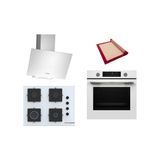 Bosch Beyaz 3 Lü Ankastre Set 598 ( Hua736ev0t - Pop7c2p31o - Dwk64pj20t) 67Cm Ocak - Buhar Destekli - Silikon Yanmaz Yapışmaz Pişirme Matı İle