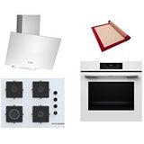 Bosch Beyaz 3 Lü Ankastre Set 599 ( Hjg852yw0t - Pop7c2p31o - Dwk64pj20t ) 67cm Ocak - 3d Fry Hava Ile Kızartma - Silikon Yanmaz Yapışmaz Pişirme Matı Ile Birlikte