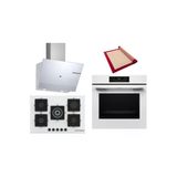 Bosch Beyaz 3 Lü Ankastre Set (Hjg852yw0t-Pnq7b2p30o-Dwk67pj20t) 3D Fry - Pişirme Matı İle