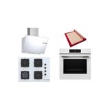 Bosch Beyaz 3 lü Ankastre Set (HJG852YW0T-POH7C2P30O-DWK66PJ20T) 3D Fry - Pişirme Matı ile