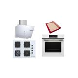 Bosch Beyaz 3 lü Ankastre Set (HJG852YW0T-POH7C2P30O-DWK67PJ20T) 3D Fry - Pişirme Matı ile