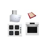 Bosch Beyaz 3 Lü Ankastre Set (Hjg852yw0t-Pop6c2p30o-Dwk67pj20t) 3D Fry Hava - Pişirme Matı İle