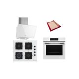 Bosch Beyaz 3 lü Ankastre Set (HJG852YW0T-POP6C2P31O-DWK63PJ20T ) -3D Fry - Fırın Matı ile
