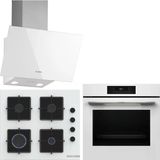 Bosch Beyaz 3 Lü Ankastre Set ( Hjg852yw0t - Pop6c2p31o - Dwk63pj20t) - 3D Fry Hava İle Kızartma - Fırın Matı İle