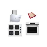 Bosch Beyaz 3 lü Ankastre Set (HJG852YW0T-POP6C2P31O-DWK67PJ20T) - 3D Fry - Pişirme Matı ile